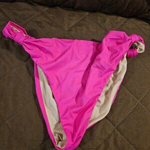 Hot Pink Bikini Bottom with Adjustable Knots, Size 16